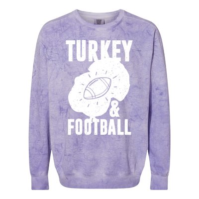 Turkey And Football Gift Thanksgiving Football Gift Colorblast Crewneck Sweatshirt