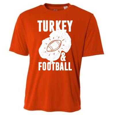 Turkey And Football Gift Thanksgiving Football Gift Cooling Performance Crew T-Shirt