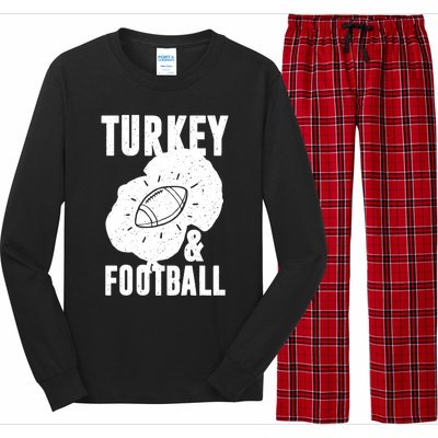 Turkey And Football Gift Thanksgiving Football Gift Long Sleeve Pajama Set