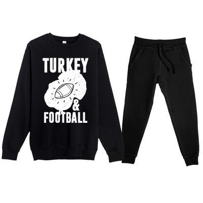 Turkey And Football Gift Thanksgiving Football Gift Premium Crewneck Sweatsuit Set