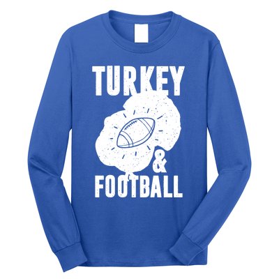 Turkey And Football Gift Thanksgiving Football Gift Long Sleeve Shirt