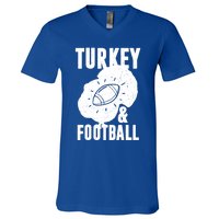 Turkey And Football Gift Thanksgiving Football Gift V-Neck T-Shirt