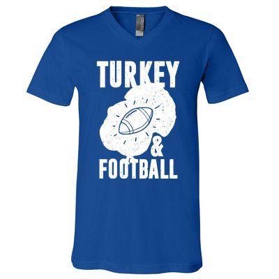 Turkey And Football Gift Thanksgiving Football Gift V-Neck T-Shirt