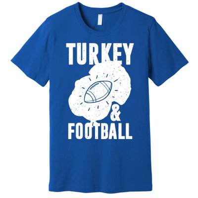 Turkey And Football Gift Thanksgiving Football Gift Premium T-Shirt