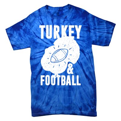 Turkey And Football Gift Thanksgiving Football Gift Tie-Dye T-Shirt