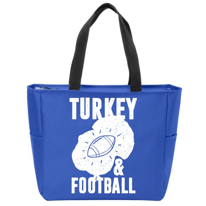 Turkey And Football Gift Thanksgiving Football Gift Zip Tote Bag