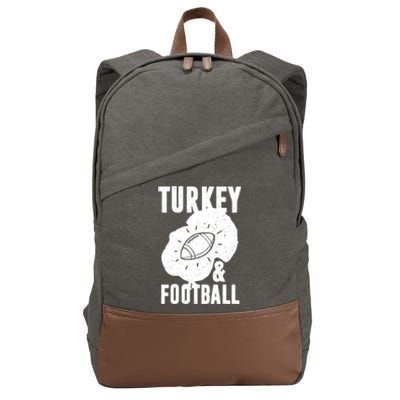 Turkey And Football Gift Thanksgiving Football Gift Cotton Canvas Backpack