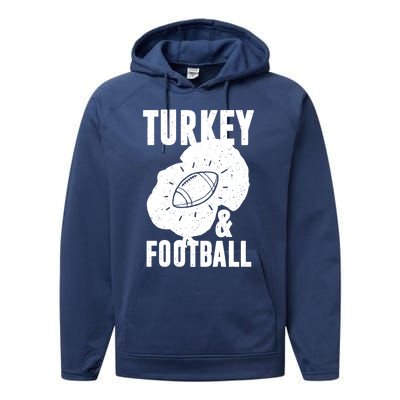 Turkey And Football Gift Thanksgiving Football Gift Performance Fleece Hoodie