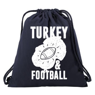 Turkey And Football Gift Thanksgiving Football Gift Drawstring Bag