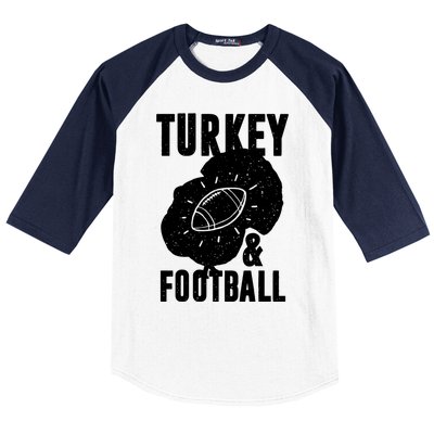 Turkey And Football Gift Thanksgiving Football Gift Baseball Sleeve Shirt