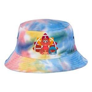 Turkey And Football Balls Funny Sport Lovers Gift Tie Dye Newport Bucket Hat