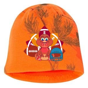 Turkey And Football Balls Funny Sport Lovers Gift Kati - Camo Knit Beanie