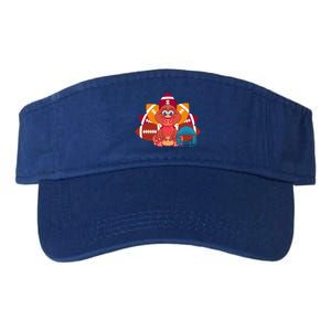 Turkey And Football Balls Funny Sport Lovers Gift Valucap Bio-Washed Visor