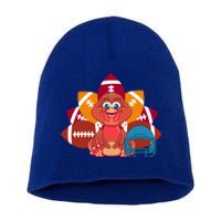 Turkey And Football Balls Funny Sport Lovers Gift Short Acrylic Beanie