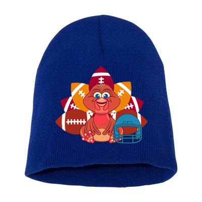 Turkey And Football Balls Funny Sport Lovers Gift Short Acrylic Beanie