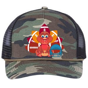 Turkey And Football Balls Funny Sport Lovers Gift Retro Rope Trucker Hat Cap