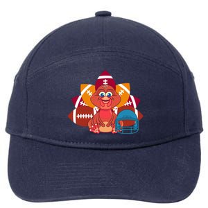 Turkey And Football Balls Funny Sport Lovers Gift 7-Panel Snapback Hat