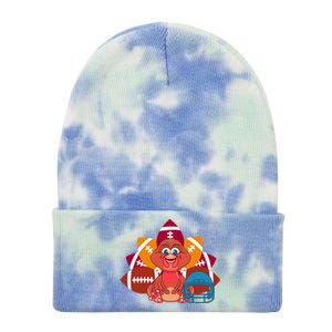 Turkey And Football Balls Funny Sport Lovers Gift Tie Dye 12in Knit Beanie