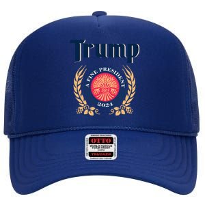 Trump A Fine President 2024 High Crown Mesh Back Trucker Hat