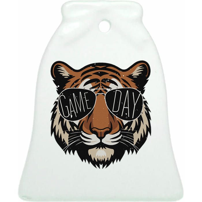 Touchdown American Football Game Day Thanksgiving Tiger Cool Ceramic Bell Ornament