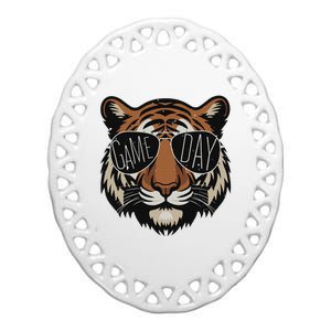 Touchdown American Football Game Day Thanksgiving Tiger Cool Ceramic Oval Ornament