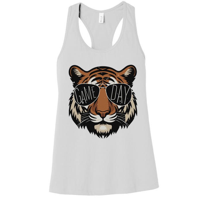 Touchdown American Football Game Day Thanksgiving Tiger Cool Women's Racerback Tank