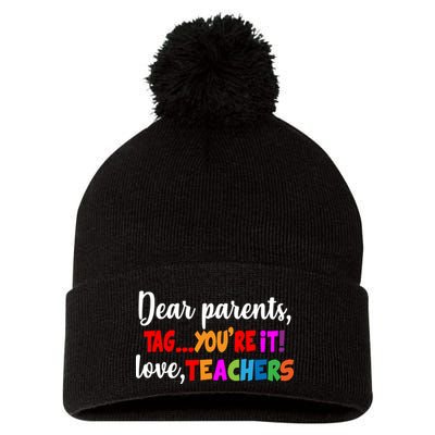 Tag You're It Love Teachers Pom Pom 12in Knit Beanie