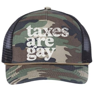 Taxes Are Gay Sarcastic Sayings Retro Rope Trucker Hat Cap