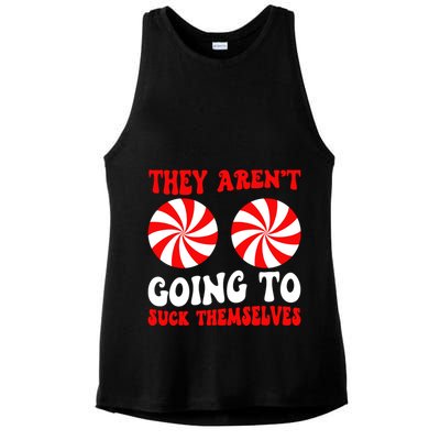 They ArenT Going To Suck Themselves Groovy Christmas Couple Ladies PosiCharge Tri-Blend Wicking Tank