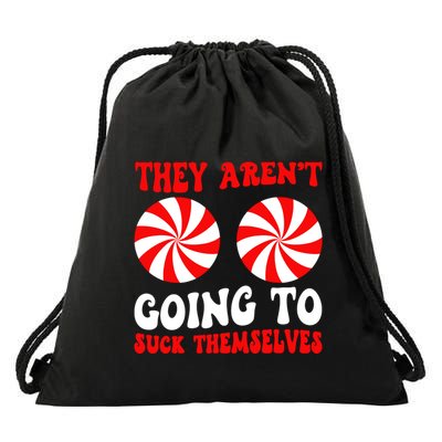 They ArenT Going To Suck Themselves Groovy Christmas Couple Drawstring Bag