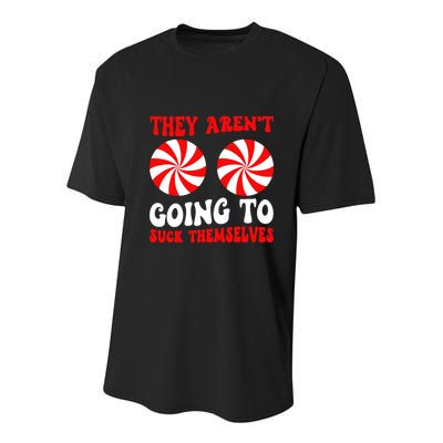 They ArenT Going To Suck Themselves Groovy Christmas Couple Youth Performance Sprint T-Shirt