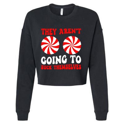 They ArenT Going To Suck Themselves Groovy Christmas Couple Cropped Pullover Crew