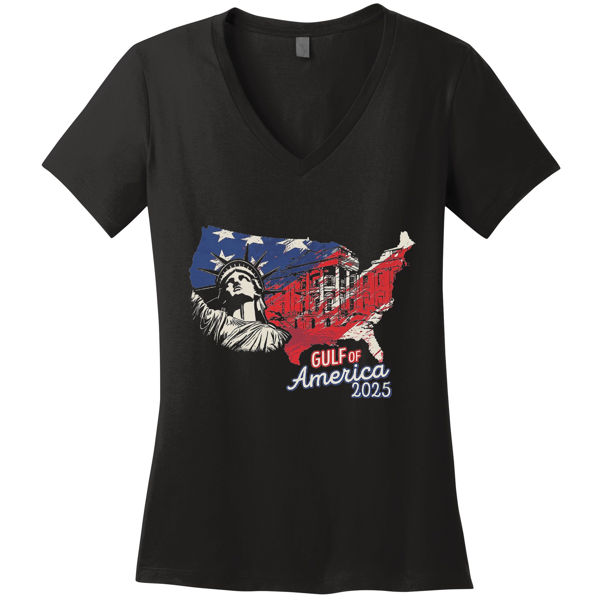 Trump AmericaS Gulf Mexico President Trump 2025 American Women's V-Neck T-Shirt