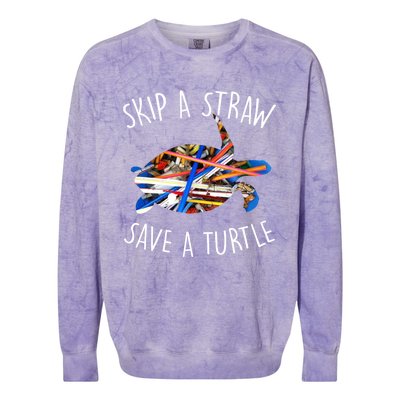 Turtles Are Great Skip A Straw And Save One Gift Idea Gift Colorblast Crewneck Sweatshirt