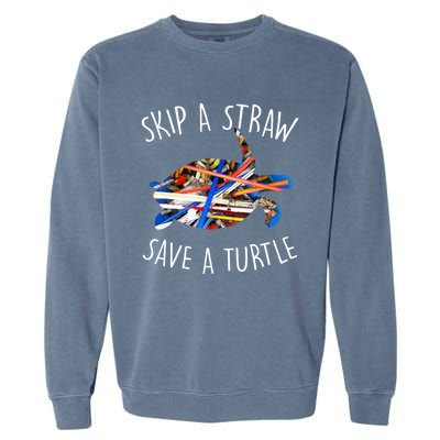 Turtles Are Great Skip A Straw And Save One Gift Idea Gift Garment-Dyed Sweatshirt