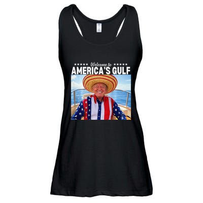 Trump AmericaS Gulf Mexico President Trump Sombrero Ladies Essential Flowy Tank