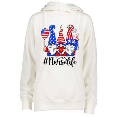 Three American Gnomes Nurses 4th Of July Nurse Life Womens Funnel Neck Pullover Hood