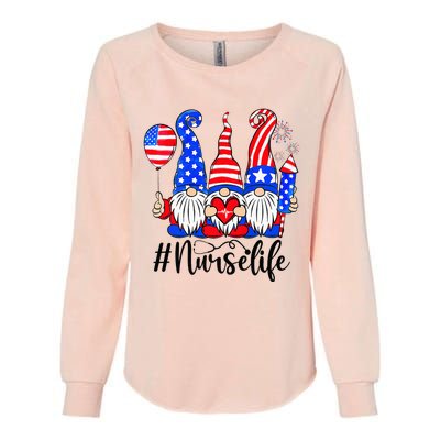 Three American Gnomes Nurses 4th Of July Nurse Life Womens California Wash Sweatshirt