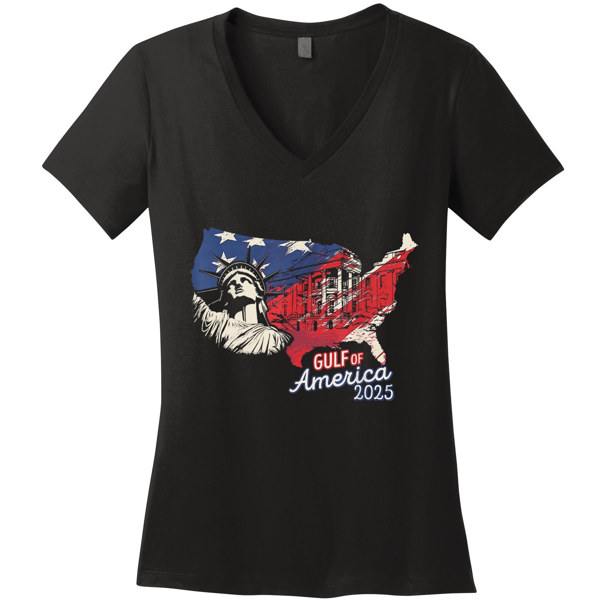 Trump AmericaS Gulf Mexico President Trump 2025 American Women's V-Neck T-Shirt