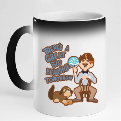 Theres A Great Big Beautiful Tomorrow Men And Dog 11oz Black Color Changing Mug