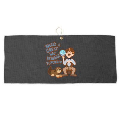 Theres A Great Big Beautiful Tomorrow Men And Dog Large Microfiber Waffle Golf Towel