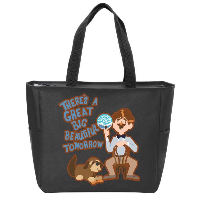 Theres A Great Big Beautiful Tomorrow Men And Dog Zip Tote Bag