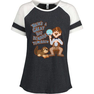 Theres A Great Big Beautiful Tomorrow Men And Dog Enza Ladies Jersey Colorblock Tee