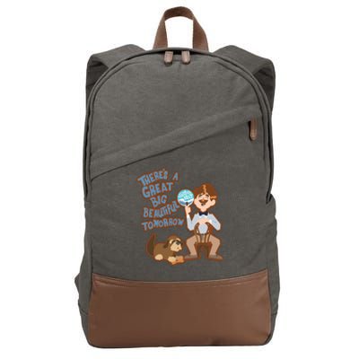 Theres A Great Big Beautiful Tomorrow Men And Dog Cotton Canvas Backpack