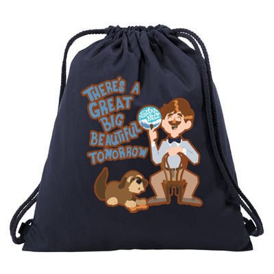 Theres A Great Big Beautiful Tomorrow Men And Dog Drawstring Bag