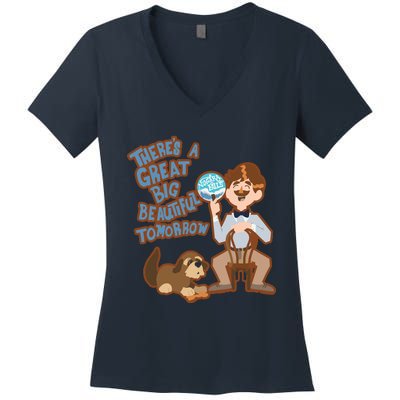 Theres A Great Big Beautiful Tomorrow Men And Dog Women's V-Neck T-Shirt