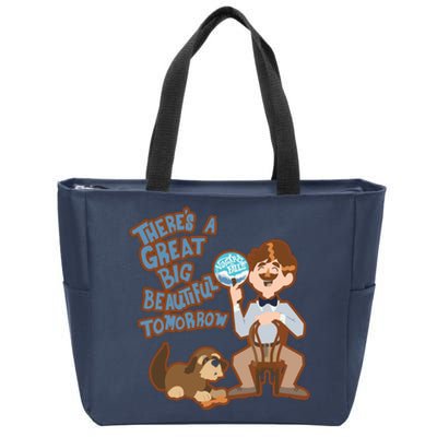 Theres A Great Big Beautiful Tomorrow Men And Dog Zip Tote Bag