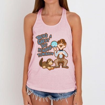 Theres A Great Big Beautiful Tomorrow Men And Dog Women's Knotted Racerback Tank