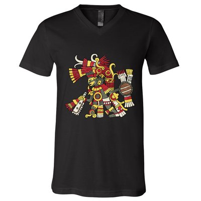Tezcatlipoca Aztec God Nahuatl Mayan Inca Toltec V-Neck T-Shirt