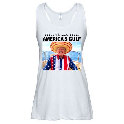 Trump Americas Gulf Mexico President Trump Sombrero Ladies Essential Flowy Tank